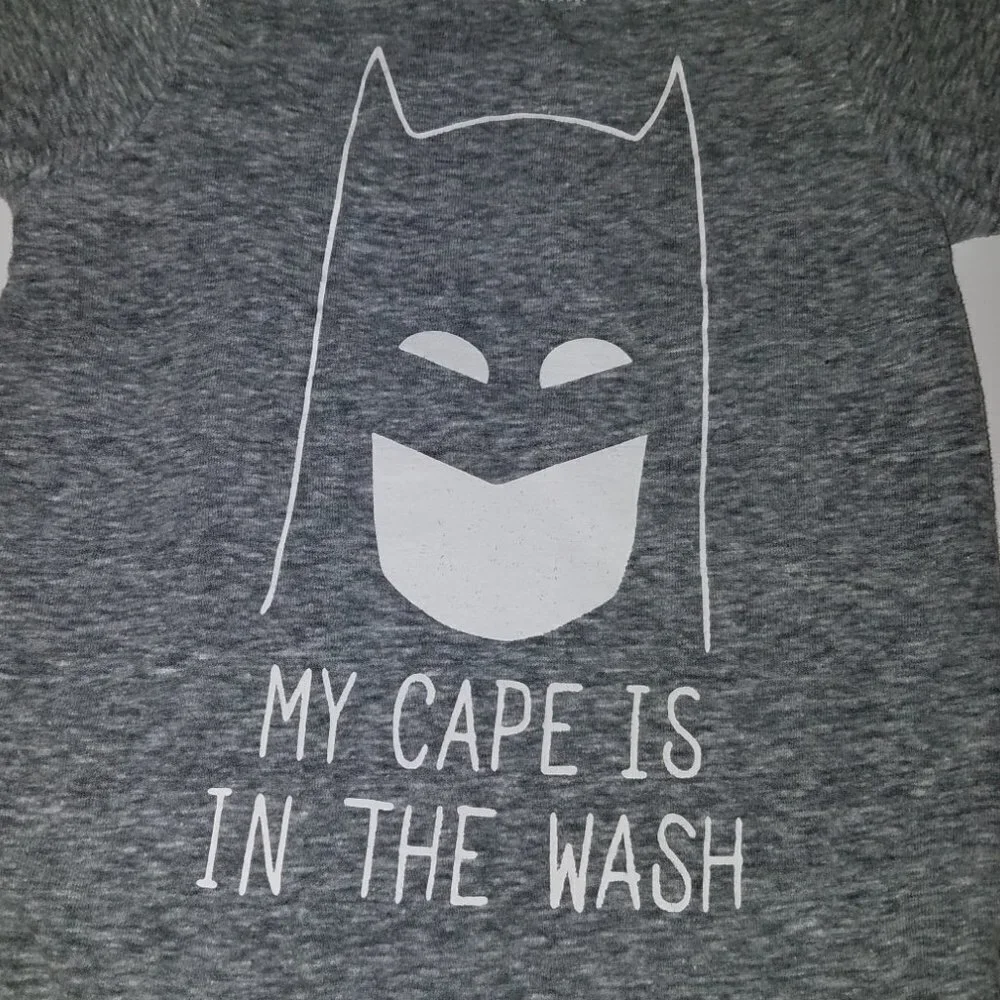 DC Batman My Cape Is In The Wash Bodysuit Heathered Gray Baby Infant 12 Months
